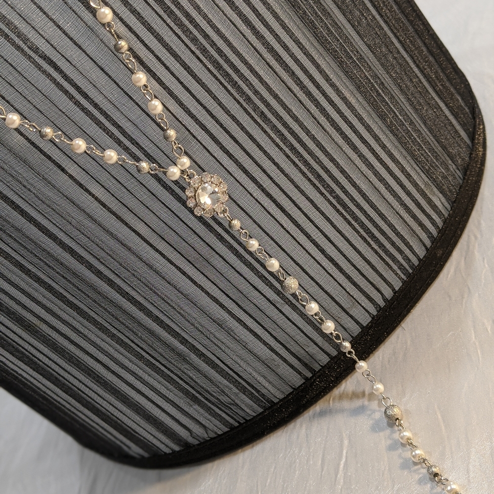 C 1946 signed Rhinestones and faux Pearl necklace